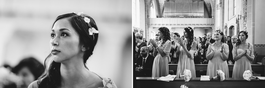 Le emozioni della sposa e delle damigelle durante la cerimonia di matrimonio