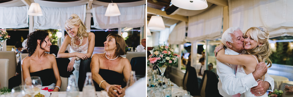Gli ospiti coccolano la sposa durante il ricevimento