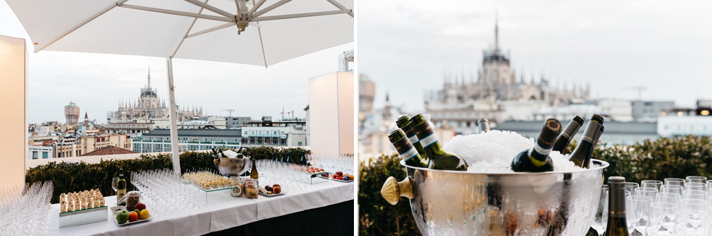 Due dettagli dell'aperitivo organizzato per gli ospiti