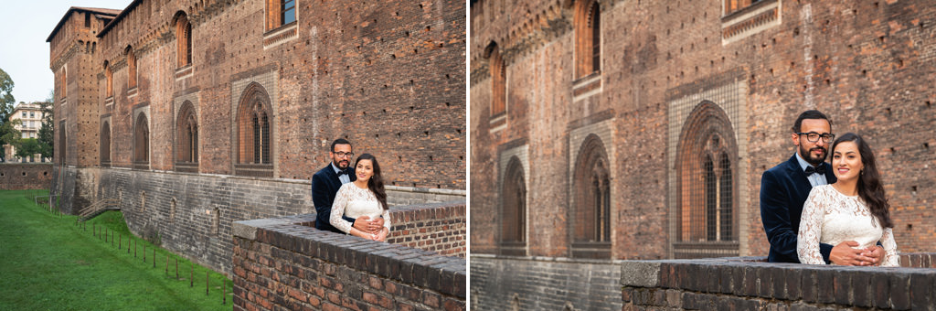 fotografo ritratto coppia matrimonio milano castello sforzesco