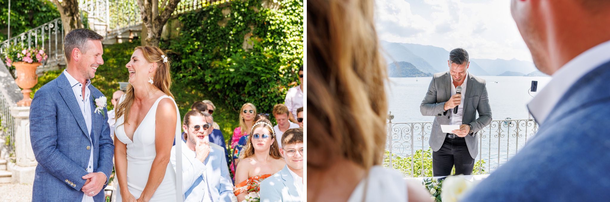 Scene della cerimonia del matrimonio sul lago di Como