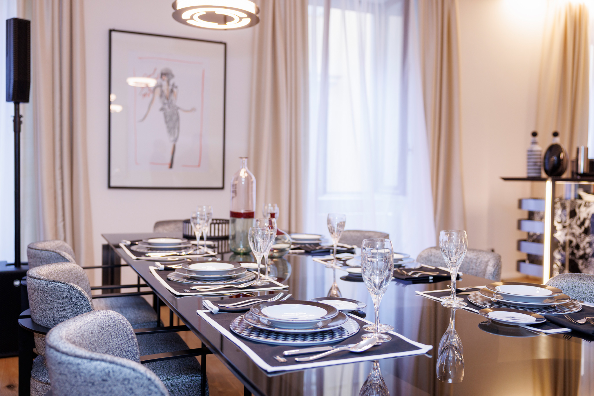 esposizione di interior design dell'evento karl lagerfeld