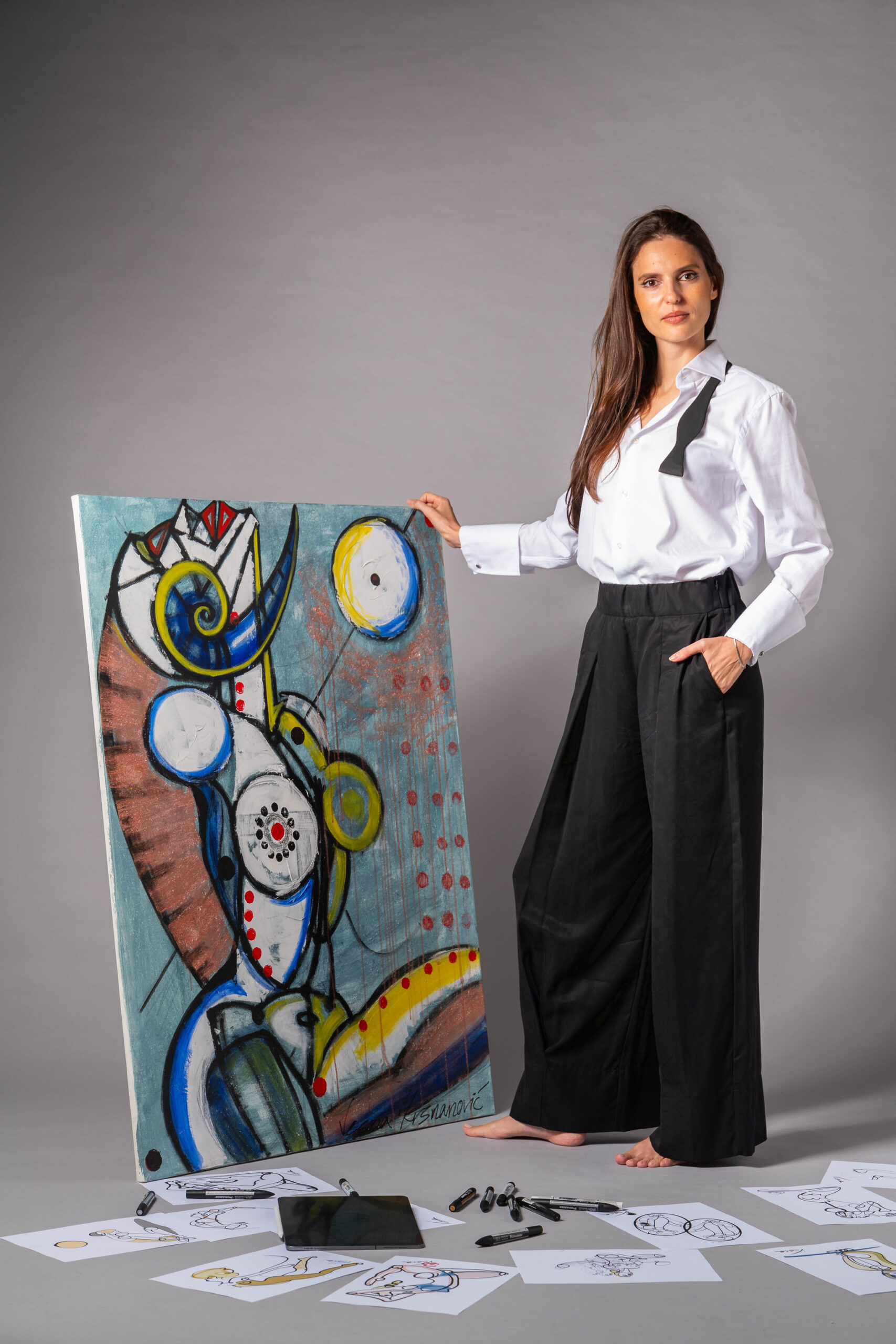 Book fotografico professionale di un'artista in studio a Milano